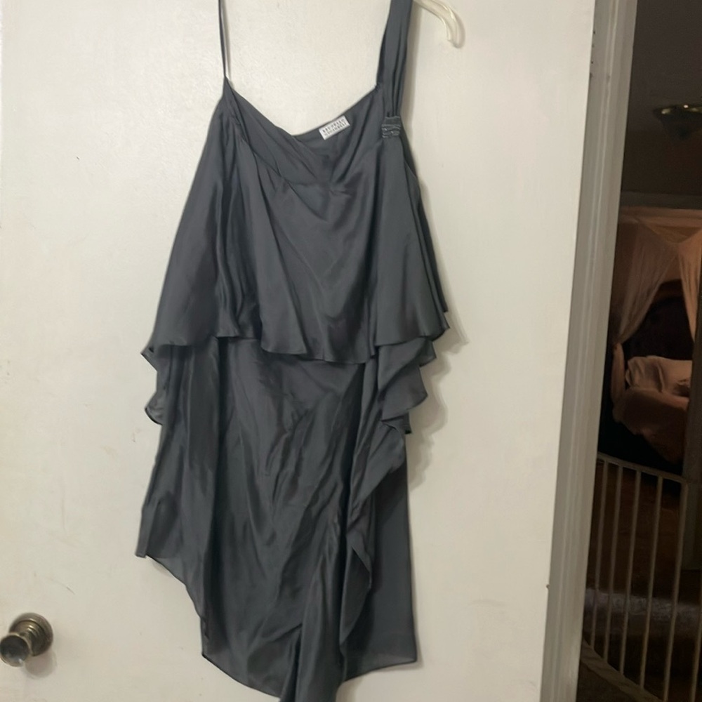 Brunello Cucinelli Asymmetrical Dress in Charcoal Gray